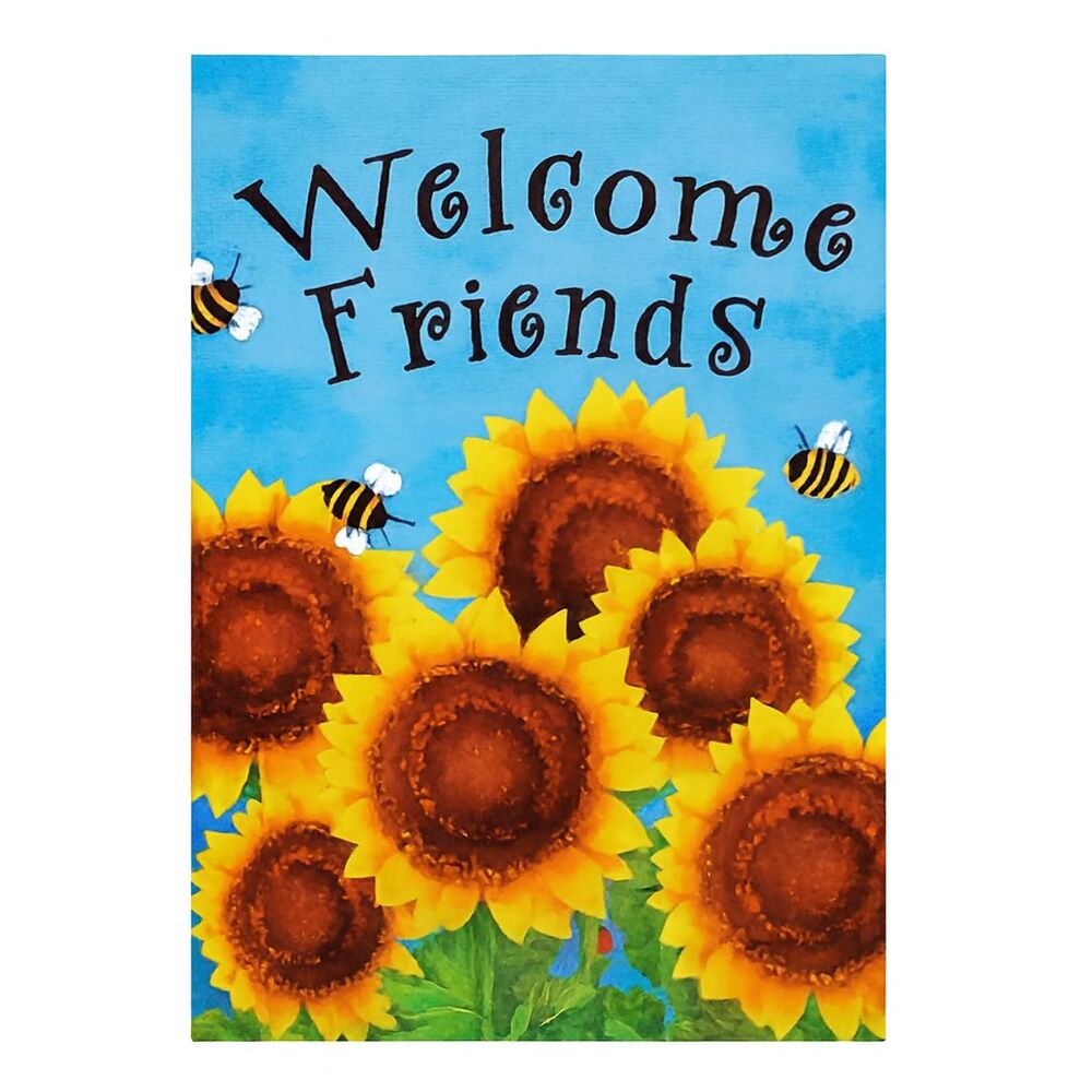 Trueliving Outdoors Garden Flag 12.5" x 18" Welcome Friends Sunflower Bumblebee
